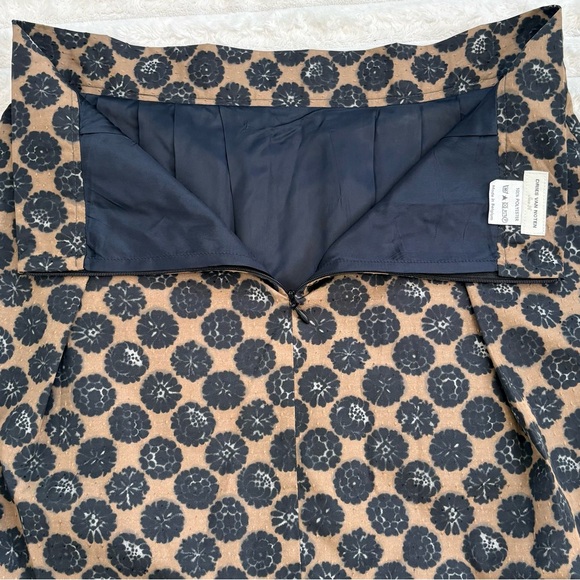 DRIES VAN NOTEN Pleated A-Line Midi Skirt Black Brown US Size 4 - Picture 5 of 6